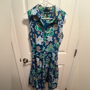 Banana Republic Teal and Blue Floral Dress